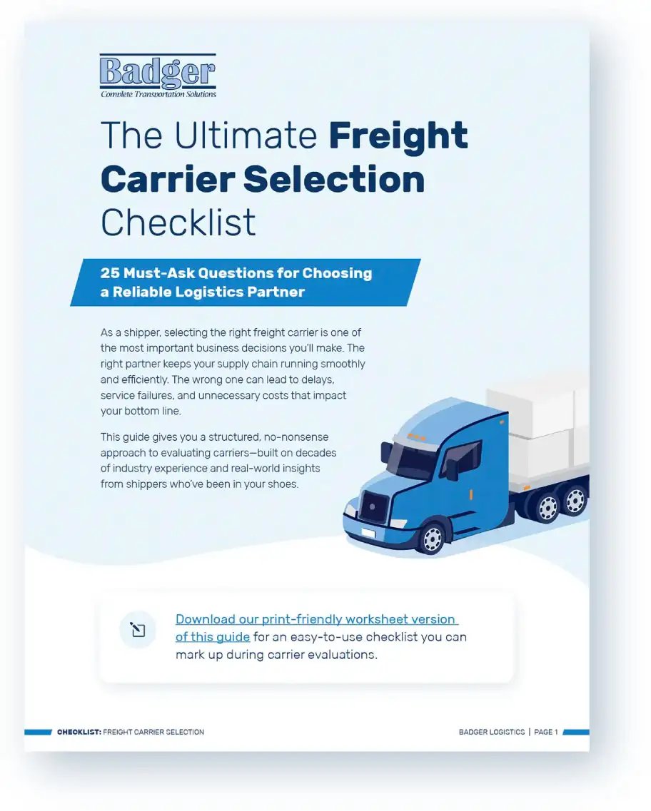 Freight carrier selection checklist
